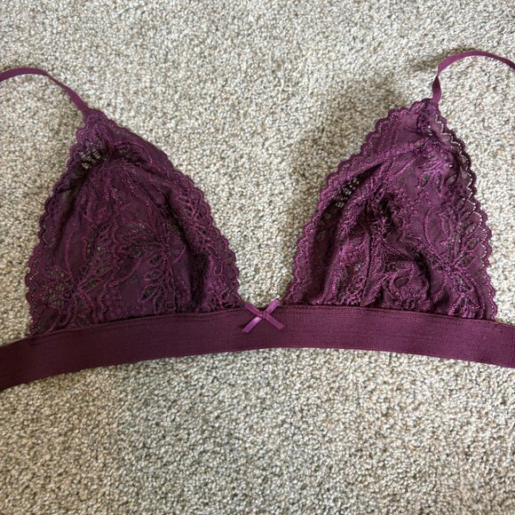 For Love & Lemons Skivvies Lace Bra Bralette Size M/L Maroon Lacy Sexy - Picture 13 of 13